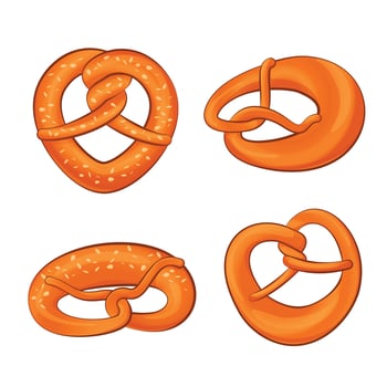 Pretzel oktoberfest icons set, cartoon style vector