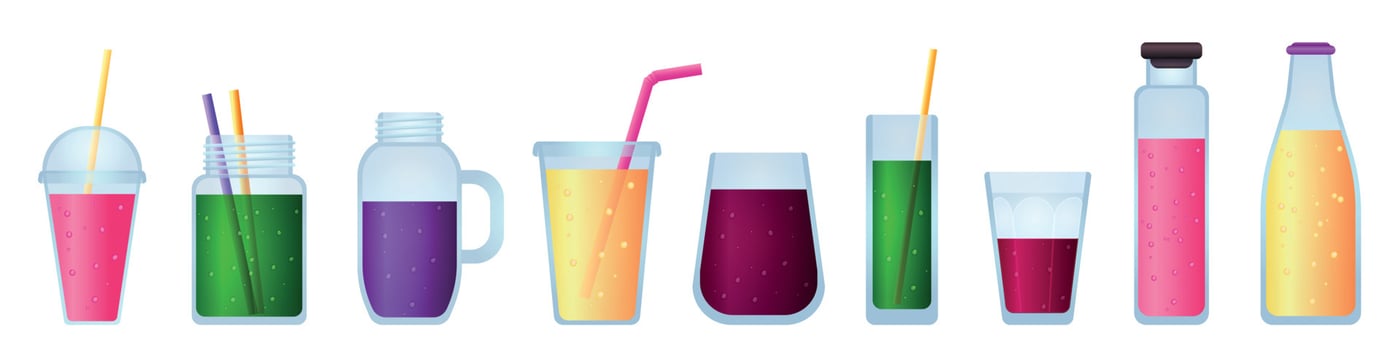 Smoothie icons set, cartoon style vector