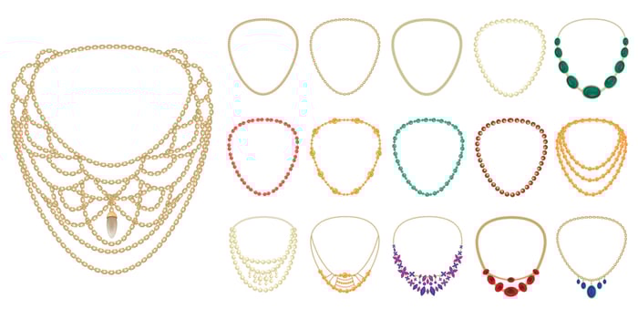 Necklace icon set, cartoon style vector