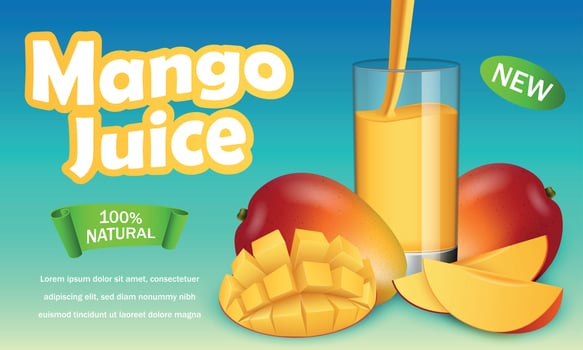 Mango banner, realistic style vector