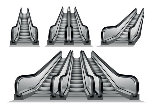 Escalator elevator mockup set, realistic style vector