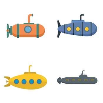 Periscope submarine telescope icons set vector isolated
