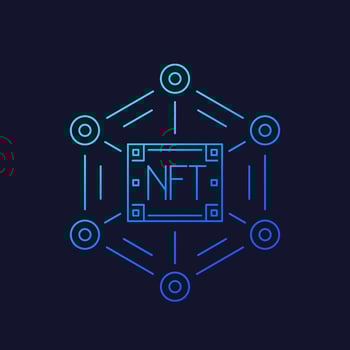 NFT non fungible token, line vector illustration