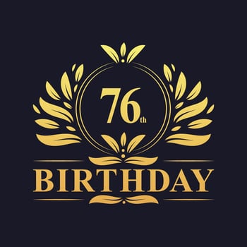 Luxury 76th Birthday Logo, 76 years celebration. vector