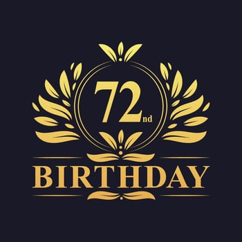 Luxury 72nd Birthday Logo, 72 years celebration. vector