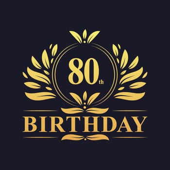 Luxury 80th Birthday Logo, 80 years celebration. vector