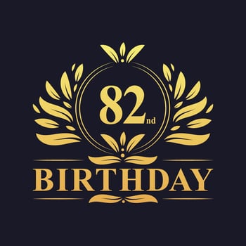 Luxury 82nd Birthday Logo, 82 years celebration. vector