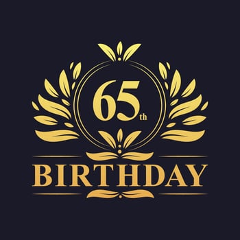 Luxury 65th Birthday Logo, 65 years celebration. vector