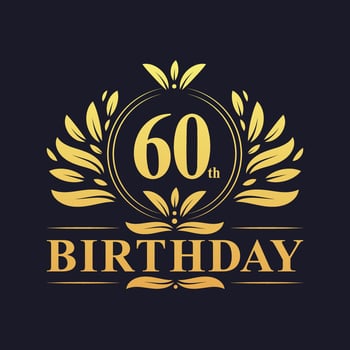 Luxury 60th Birthday Logo, 60 years celebration. vector