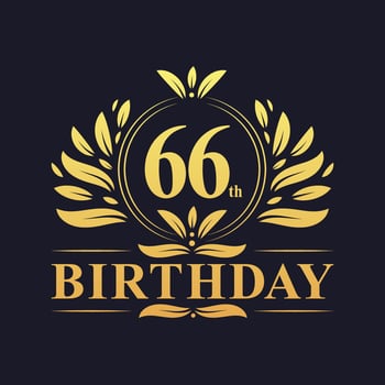 Luxury 66th Birthday Logo, 66 years celebration. vector