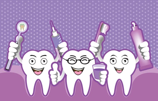 Illustration of modern color cartoon smiling tooth vector