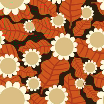 Mid Century Fall Leaf Floral Garden vector
