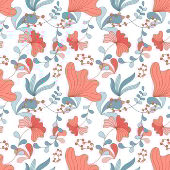 Seamless flowers patterns designed in doodle and vintage style. on white background for digital print, background, spring theme decoration, fabric pattern, card, scrapbook, t-shirt design and more vector
