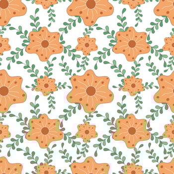 Seamless flowers patterns designed in doodle and vintage style. on white background for digital print, background, spring theme decoration, fabric pattern, card, scrapbook, t-shirt design and more vector