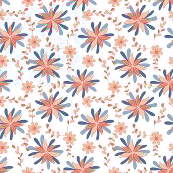 Seamless flowers patterns designed in doodle and vintage style. on white background for digital print, background, spring theme decoration, fabric pattern, card, scrapbook, t-shirt design and more vector