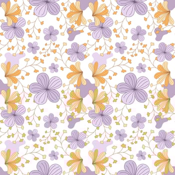 Seamless flowers patterns designed in doodle and vintage style. on white background for digital print, background, spring theme decoration, fabric pattern, card, scrapbook, t-shirt design and more vector