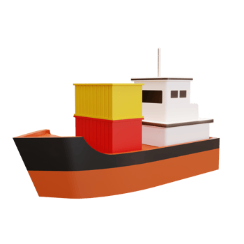 Cargo ship illustration 3d png