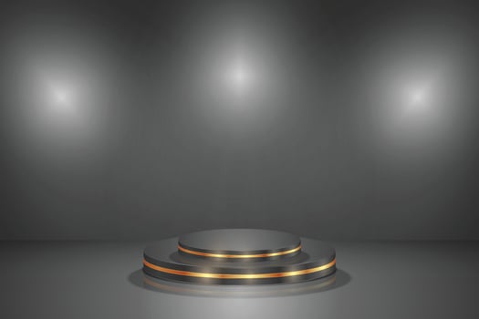 Dark rounded luxury podium background. vector