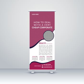 Modern Corporate Business Roll-up banner stand template design. Marketing exhibition for the conference, promo banner exhibition, printing, presentation and display, flag banner, for seminar vector
