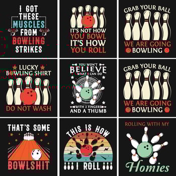 Bowling Strike Sport Typography Vector T-shirt