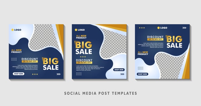 Set of editable square banner templates with photo collage. Suitable for Social Media Post and Online Advertising, Event, and etc. Vector Illustration.