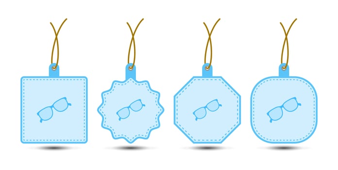 Set of Glasses tags with cord vector
