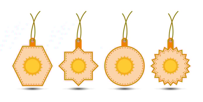 Set of Sun tags with cord vector