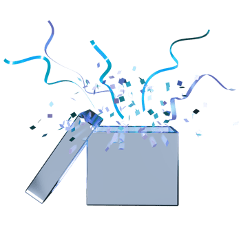 gift box opened bow and ribbon scatter 3d illustration png