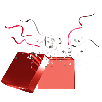 gift box opened bow and ribbon scatter 3d illustration png