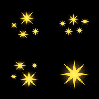 Set of stars sparkles, flat design vector
