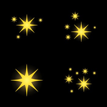 Set of stars sparkles, flat design vector
