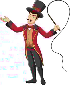 Cartoon circus trainer holding a whip vector