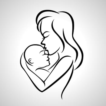 Mother holding a baby with her arm, happy mother's day celebration vector