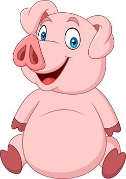 Cartoon happy pig sitting vector