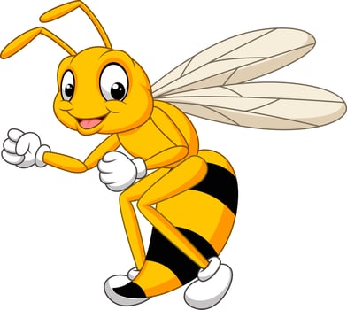 Cartoon bee hornet isolated on white background vector