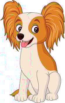 Cartoon papillon dog isolated on white background vector