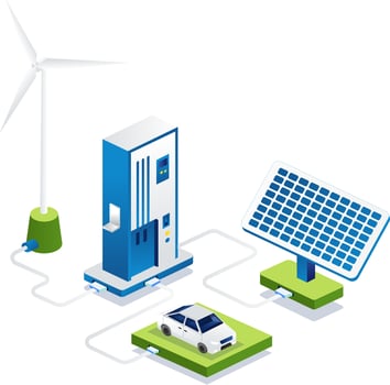 solar energy and windmills vector