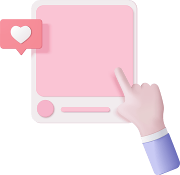 3D Social media online platform concept, online social communication on applications, Photo frame with heart and love emoji icon, like and play in red bubble 3d icons. 3d render concept png