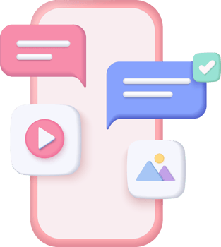 3D minimal social media with video and photo gallery on mobile application and mobile web design, user interface optimization for banner and website. Image 3d render on pink background png