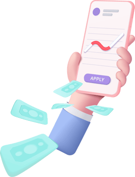 3D hand holding mobile isolated on pastel purple background. Hand using funding business graph on application under creative solution concept in 3D. 3d trading for business investment png