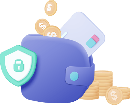 3D money holding wallet, dollar coin on isolate background, online payment and money saving concept. 3d holding wallet render for business, bank, finance, investment png