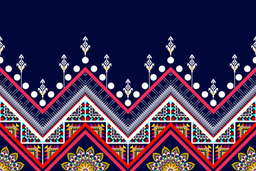 Ikat ethnic seamless pattern design. Aztec fabric carpet mandala ornaments textile decorations wallpaper. Motif tribal boho native turkey traditional embroidery vector