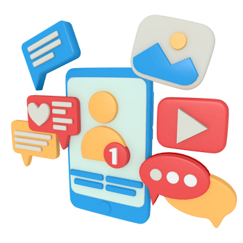 3d modeling social media in phone png
