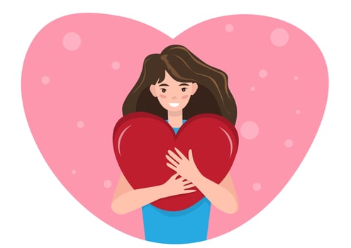 Love yourself. Love your body concept. Health care girl skin care. Give yourself time. vector illustration relax