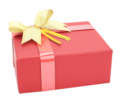 Red gift box with ribbon bow on transparent background png file