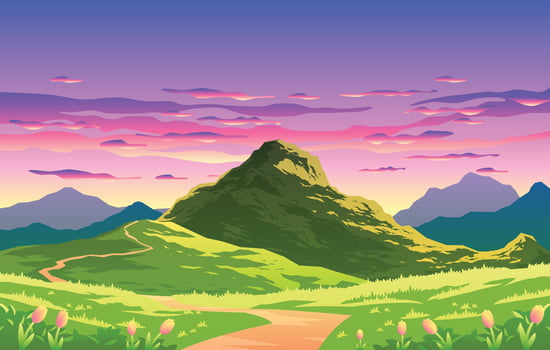 Beautiful Seasonal Nature Mountain Landscape Illustration vector