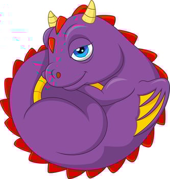 Cartoon baby dragon sleeping vector