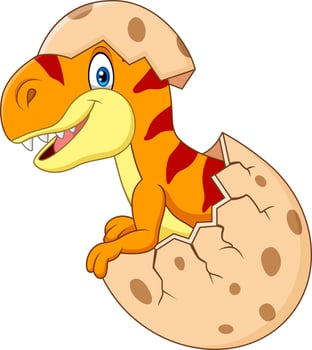 Cartoon funny dinosaur hatching vector