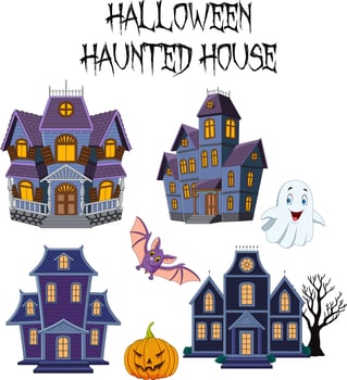 Halloween Haunted house collection set vector