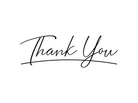 Thank You Text Handwritten Calligraphy Lettering Isolated On White Background Vector Illustration